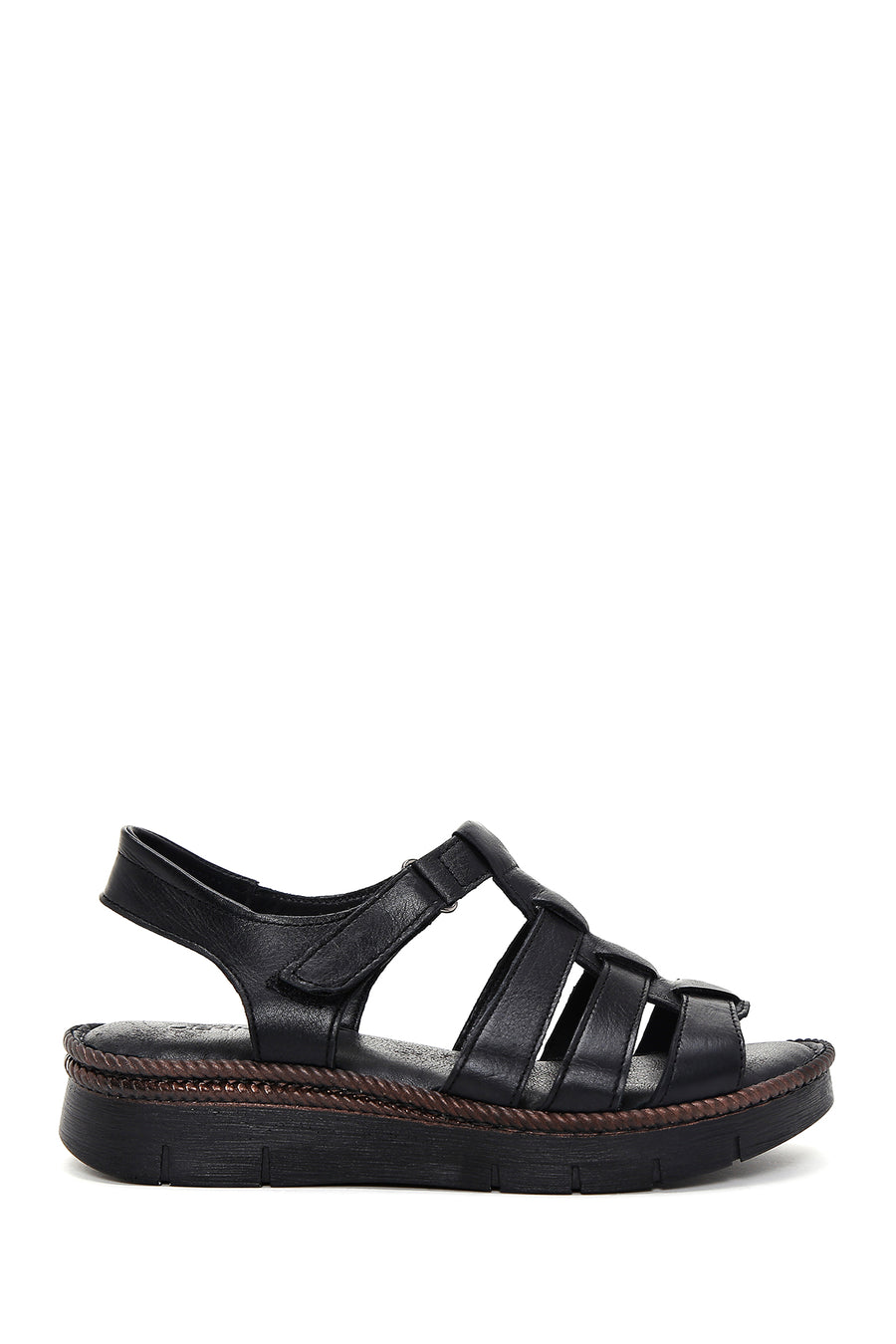 Kadın Siyah Deri Comfort Sandalet 23SFD320618 | Derimod