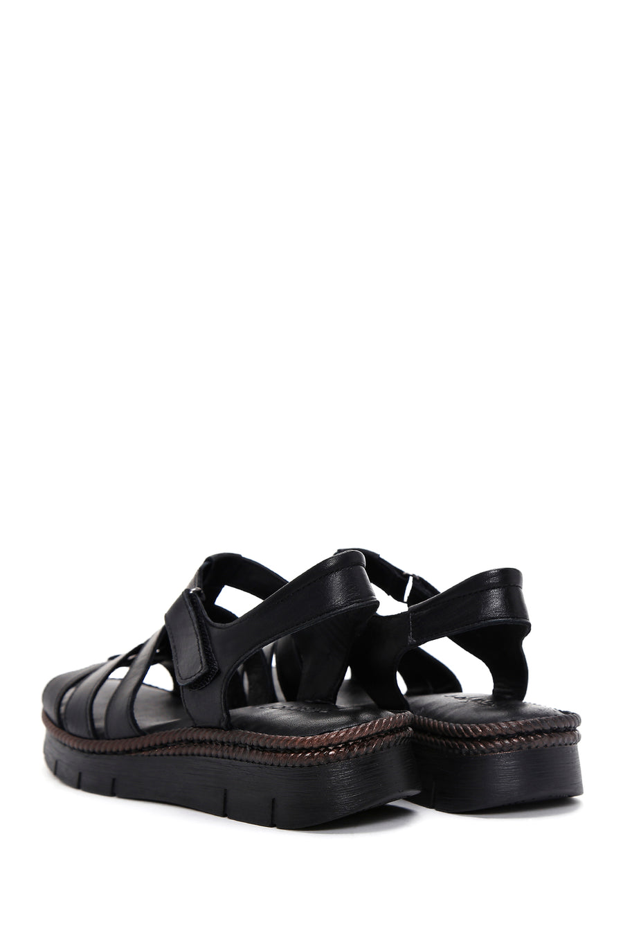 Kadın Siyah Deri Comfort Sandalet