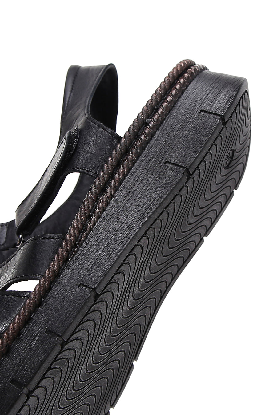 Kadın Siyah Deri Comfort Sandalet