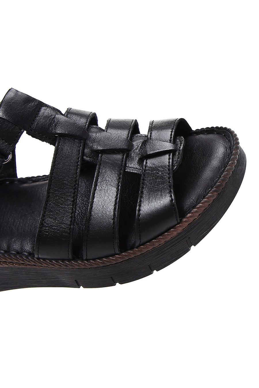 Kadın Siyah Deri Comfort Sandalet