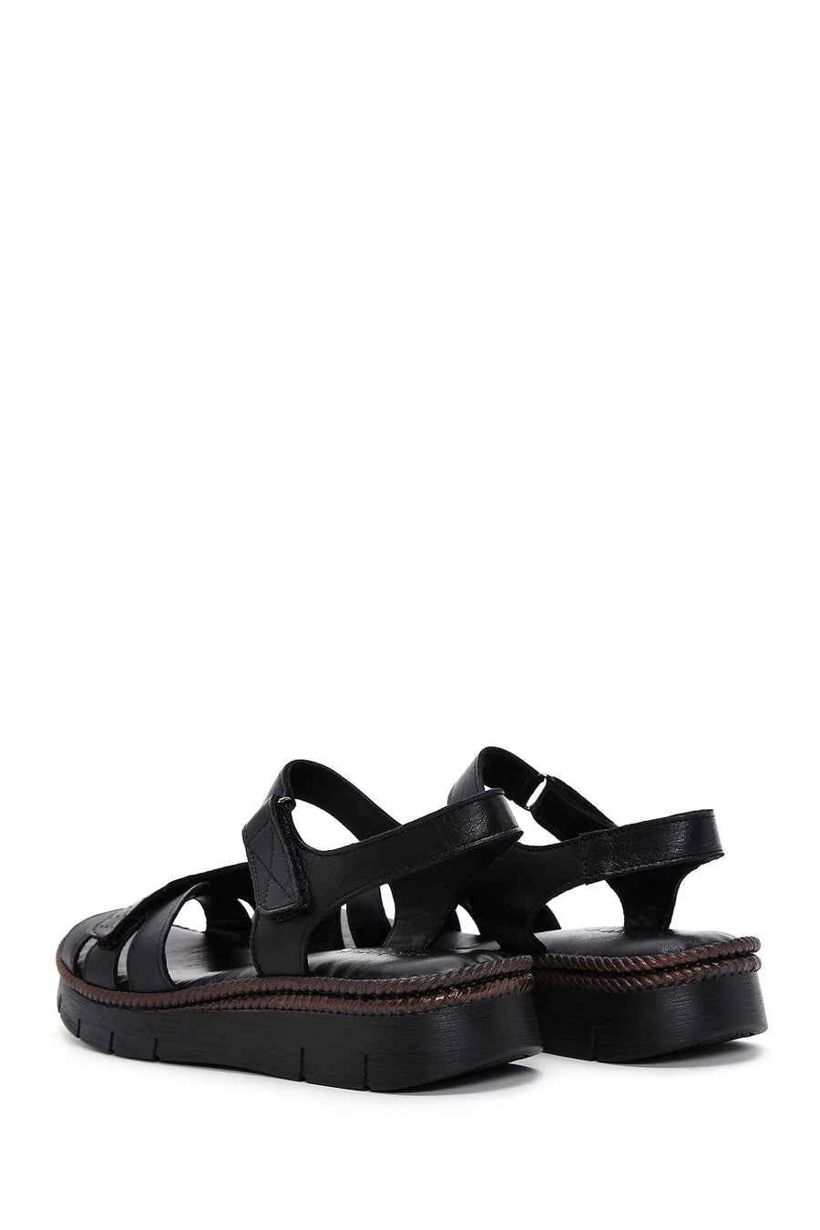 Kadın Siyah Deri Comfort Sandalet