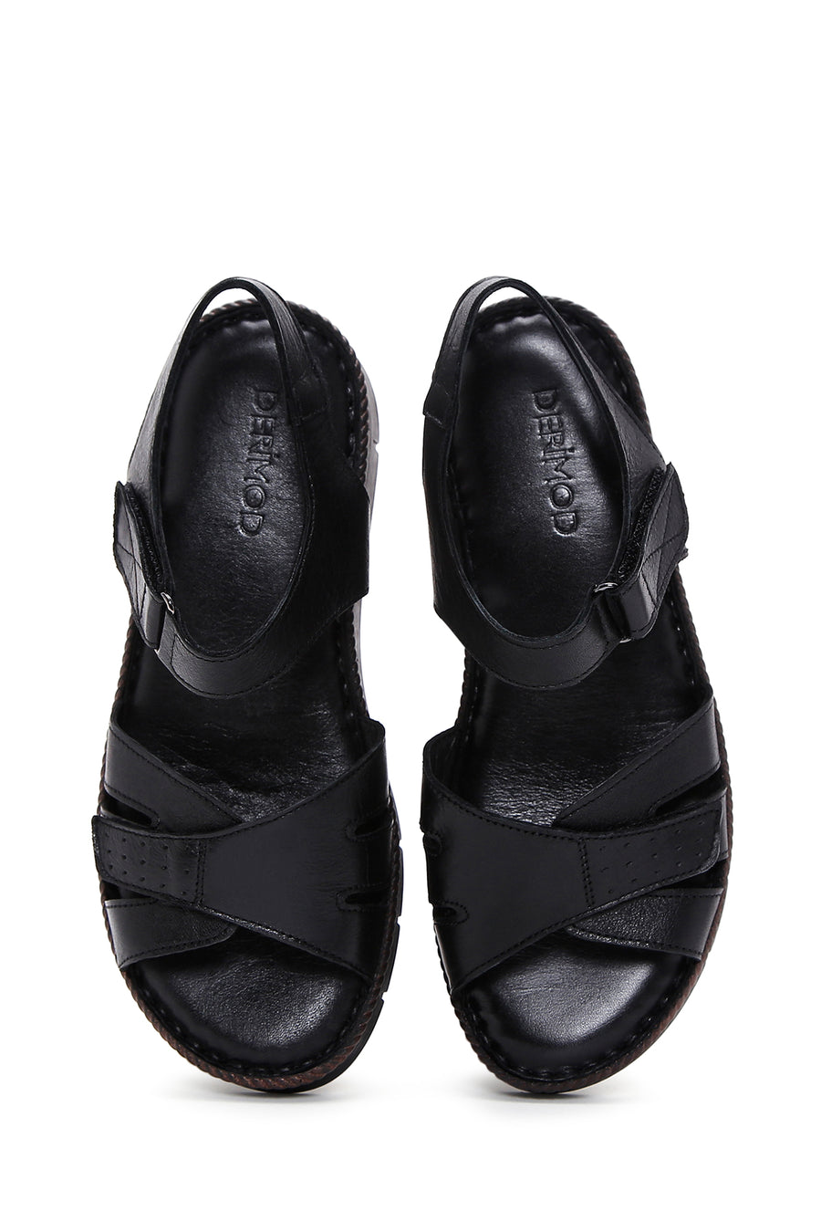Kadın Siyah Deri Comfort Sandalet
