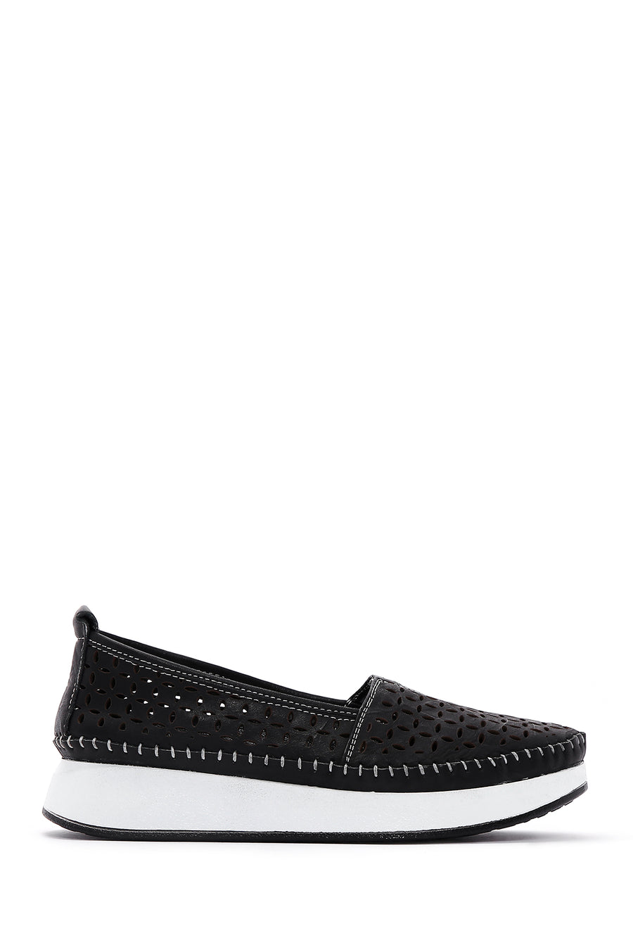 Women's Black Leather Comfort Loafer 23SFD332618 | Derimod
