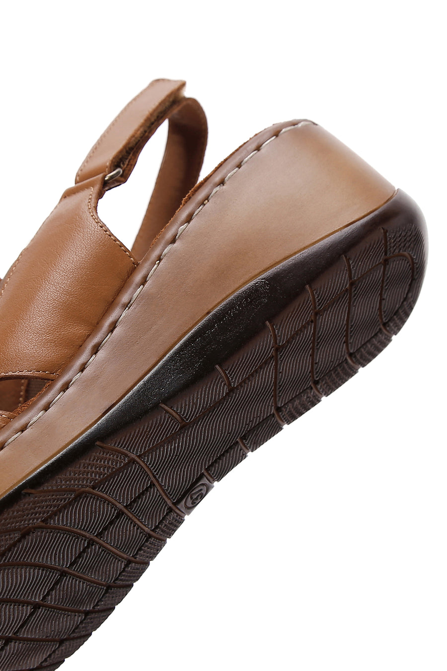 Kadın Taba Deri Dolgu Topuk Comfort Sandalet