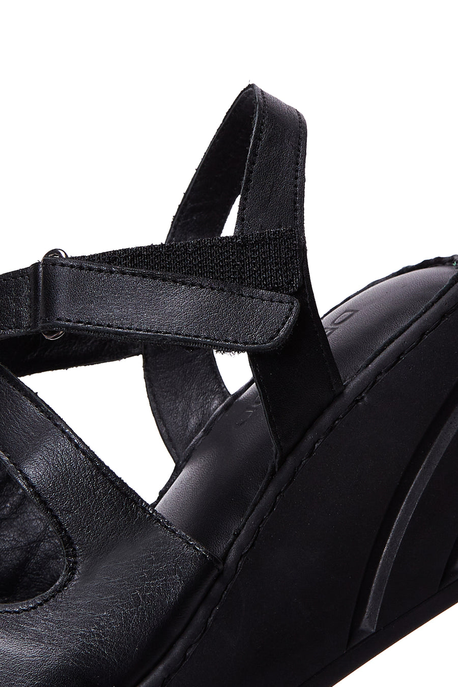 Kadın Siyah Deri Dolgu Topuk Comfort Sandalet