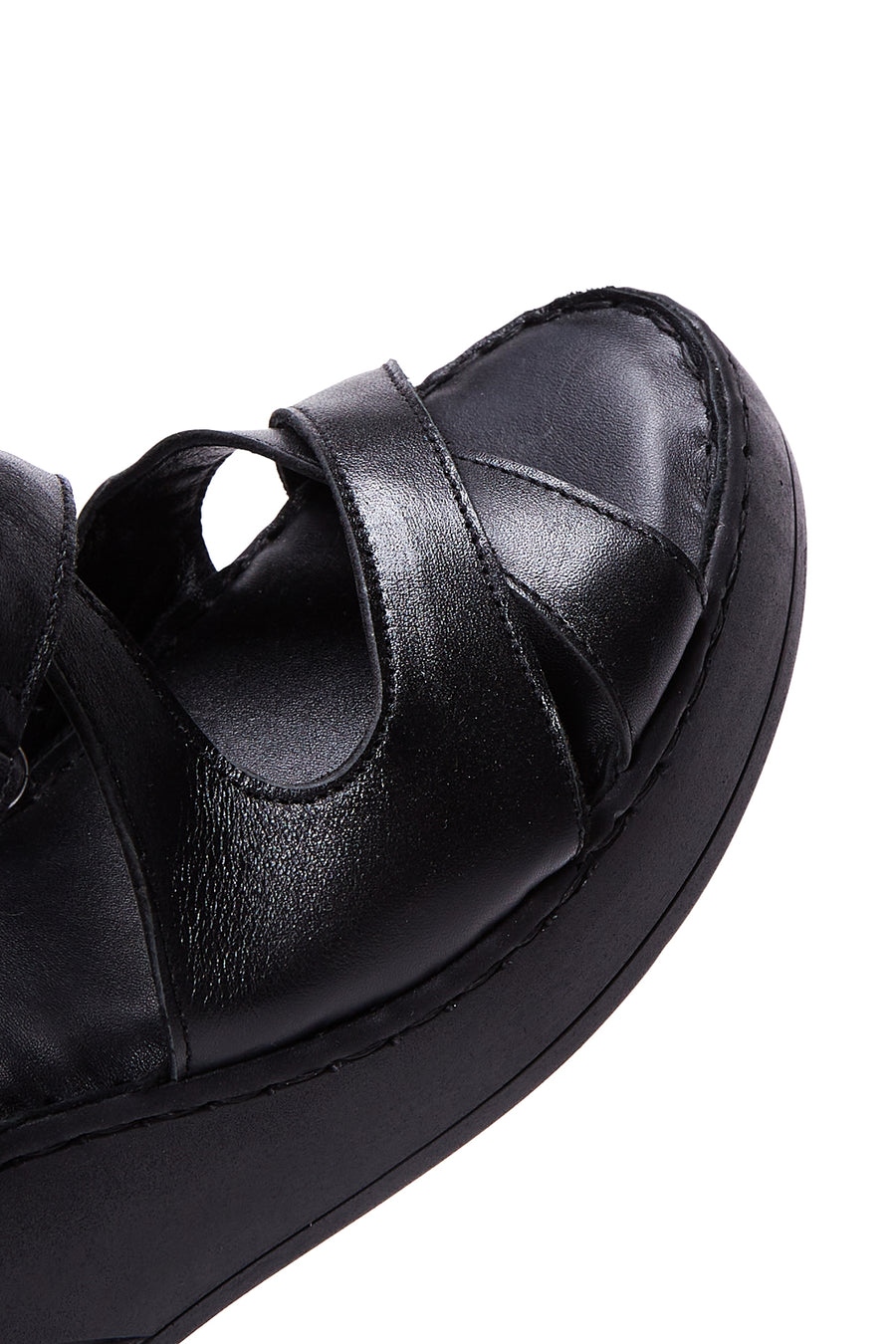 Kadın Siyah Deri Dolgu Topuk Comfort Sandalet