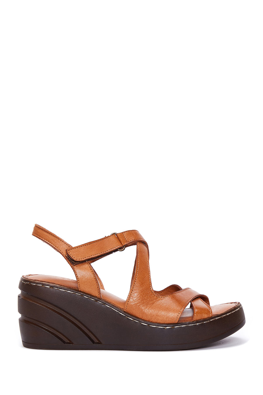 Kadın Taba Deri Dolgu Topuk Comfort Sandalet 23SFD340818 | Derimod