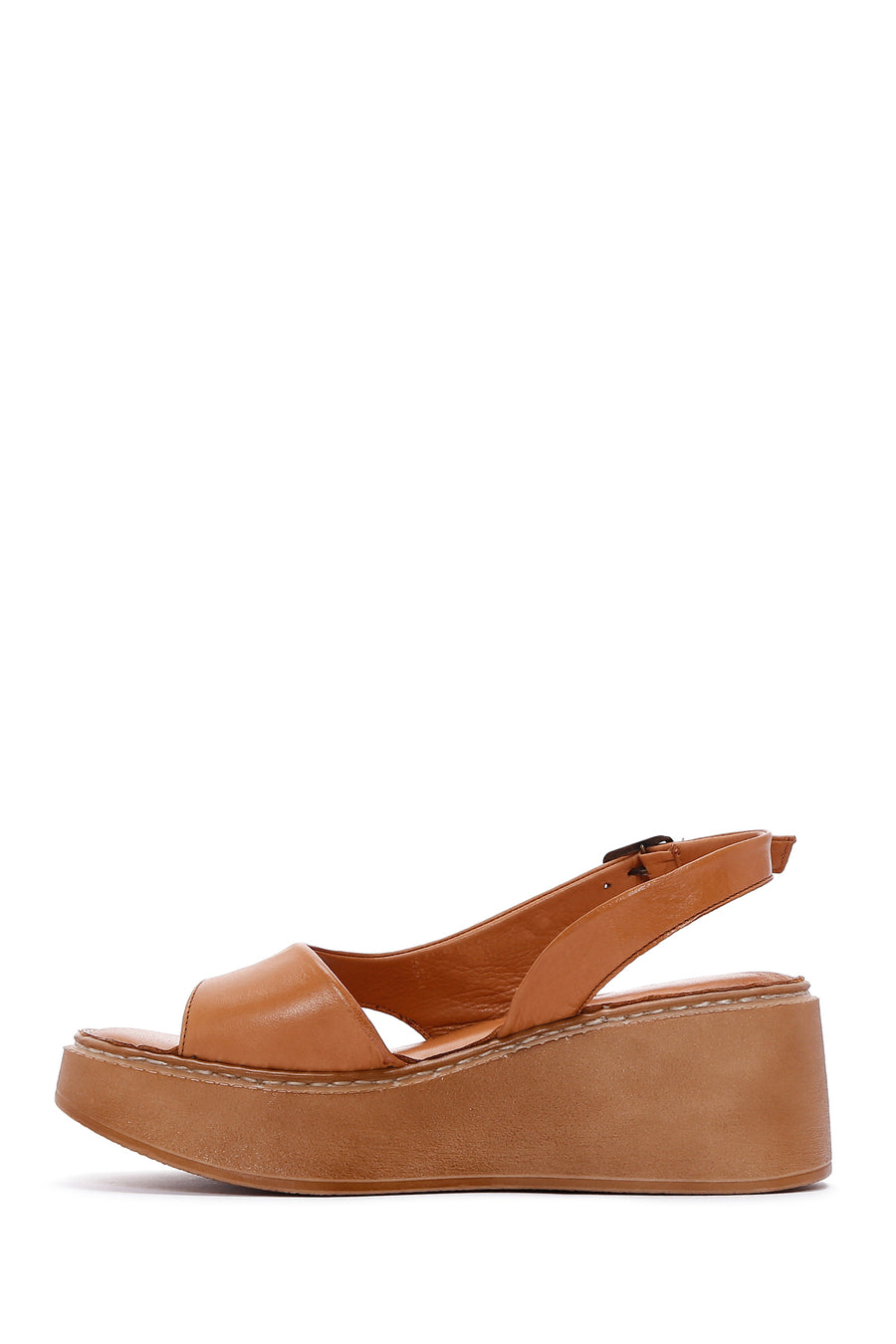 Women's Tan Leather Thick Soled Comfort Sandals