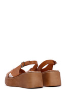 Women's Tan Leather Thick Soled Comfort Sandals | Derimod