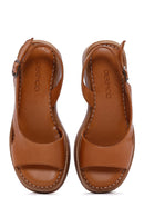 Women's Tan Leather Thick Soled Comfort Sandals | Derimod
