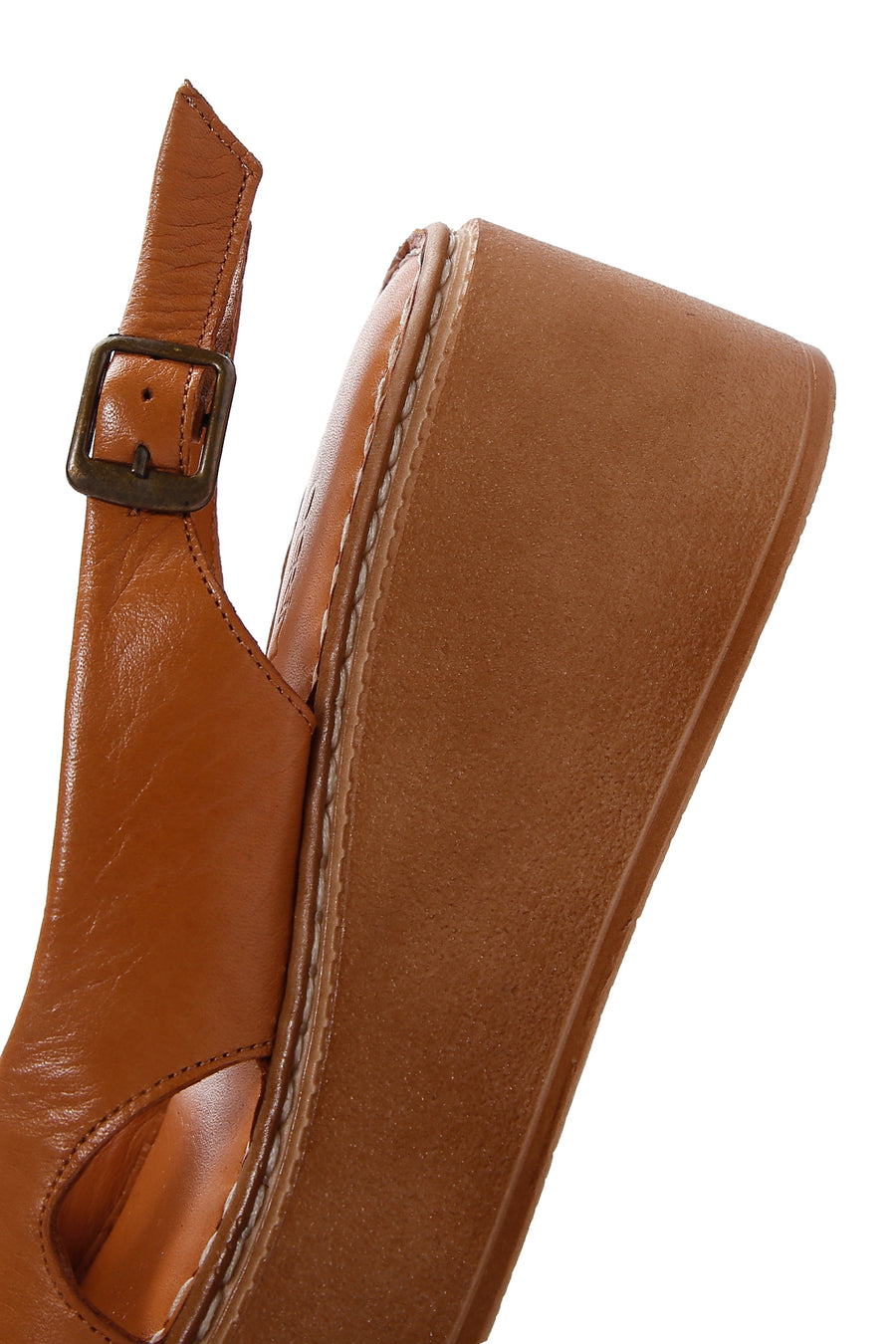 Women's Tan Leather Thick Soled Comfort Sandals