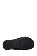 Women's Black Suede Leather Double Buckle Flat Sandals | Derimod