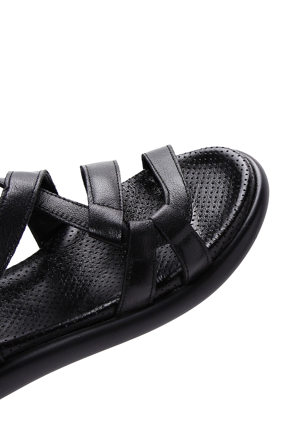 Kadın Siyah Deri Comfort Sandalet