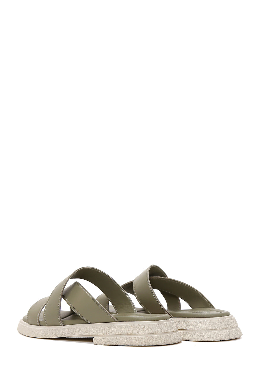 Women's Green Leather Comfort Slippers