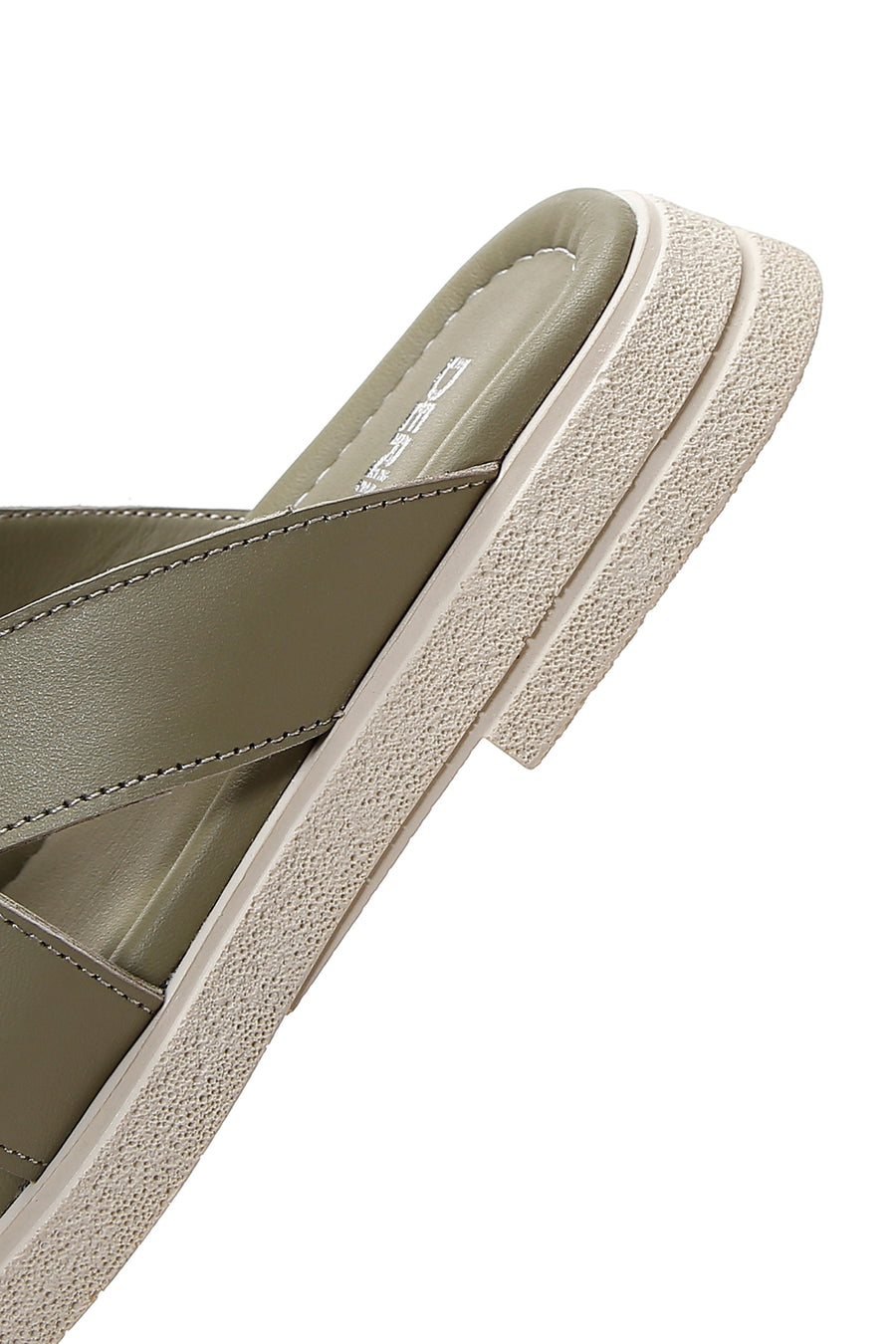 Women's Green Leather Comfort Slippers