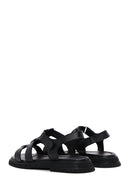 Kadın Siyah Deri Comfort Sandalet | Derimod