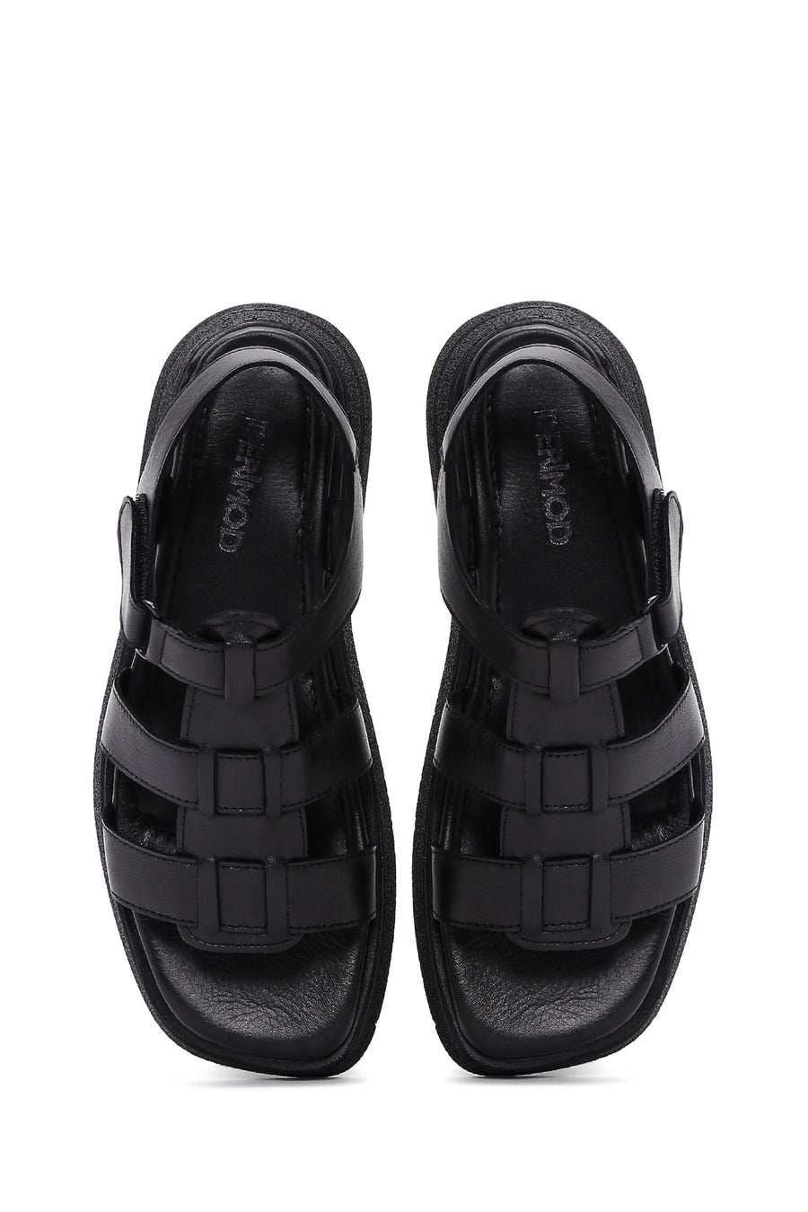 Kadın Siyah Deri Comfort Sandalet