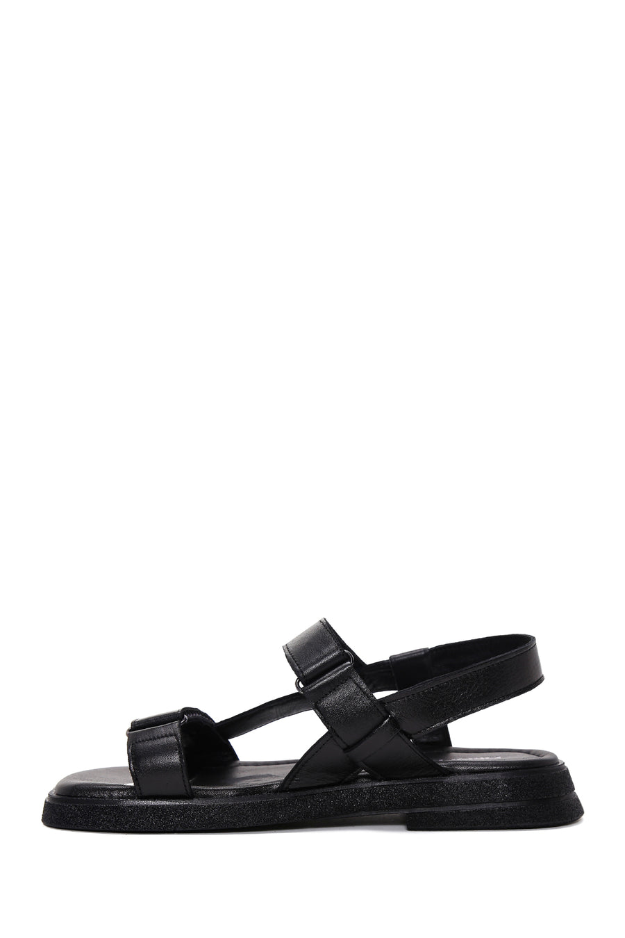 Women's Black Leather Comfort Sandals