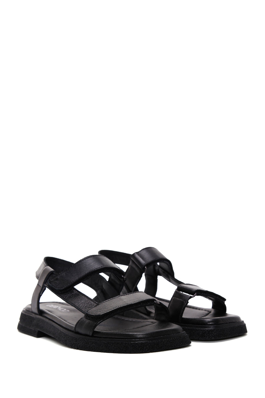 Women's Black Leather Comfort Sandals