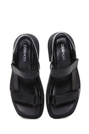 Women's Black Leather Comfort Sandals | Derimod
