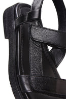 Women's Black Leather Comfort Sandals | Derimod