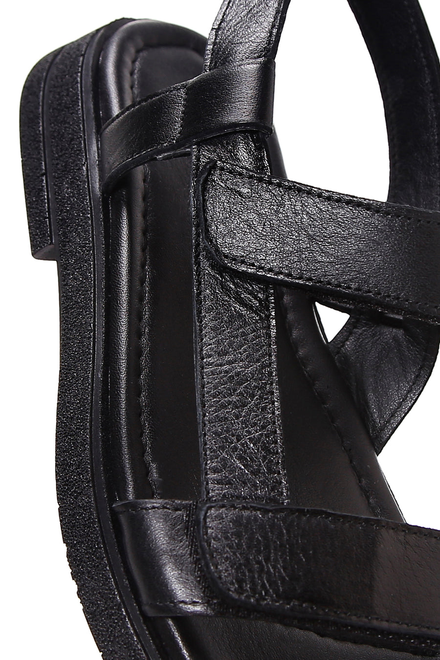 Women's Black Leather Comfort Sandals