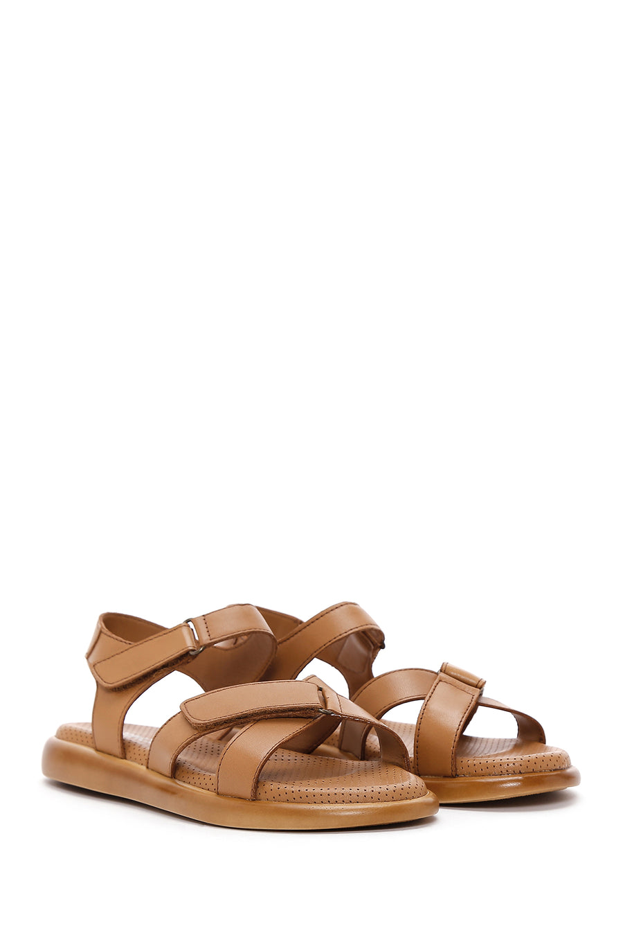 Women's Tan Leather Comfort Sandals