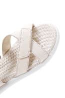 Women's Beige Leather Comfort Sandals | Derimod