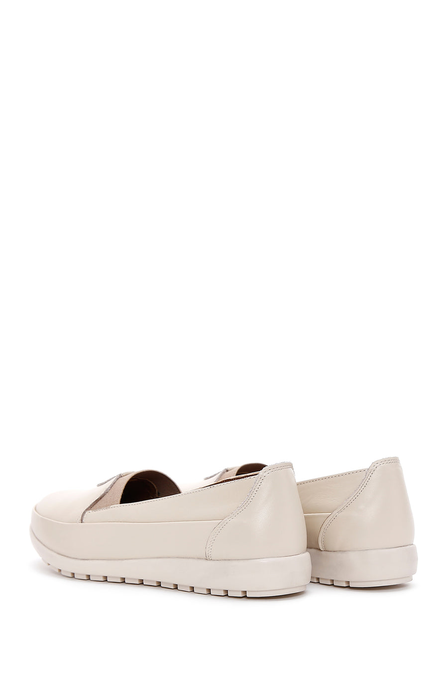 Women's Beige Leather Comfort Shoes