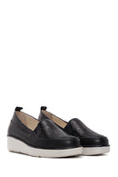 Women's Black Leather Comfort Loafer | Derimod