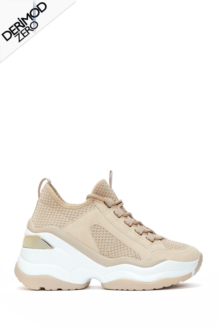 Kadın Bej Yüksek Tabanlı Sneaker