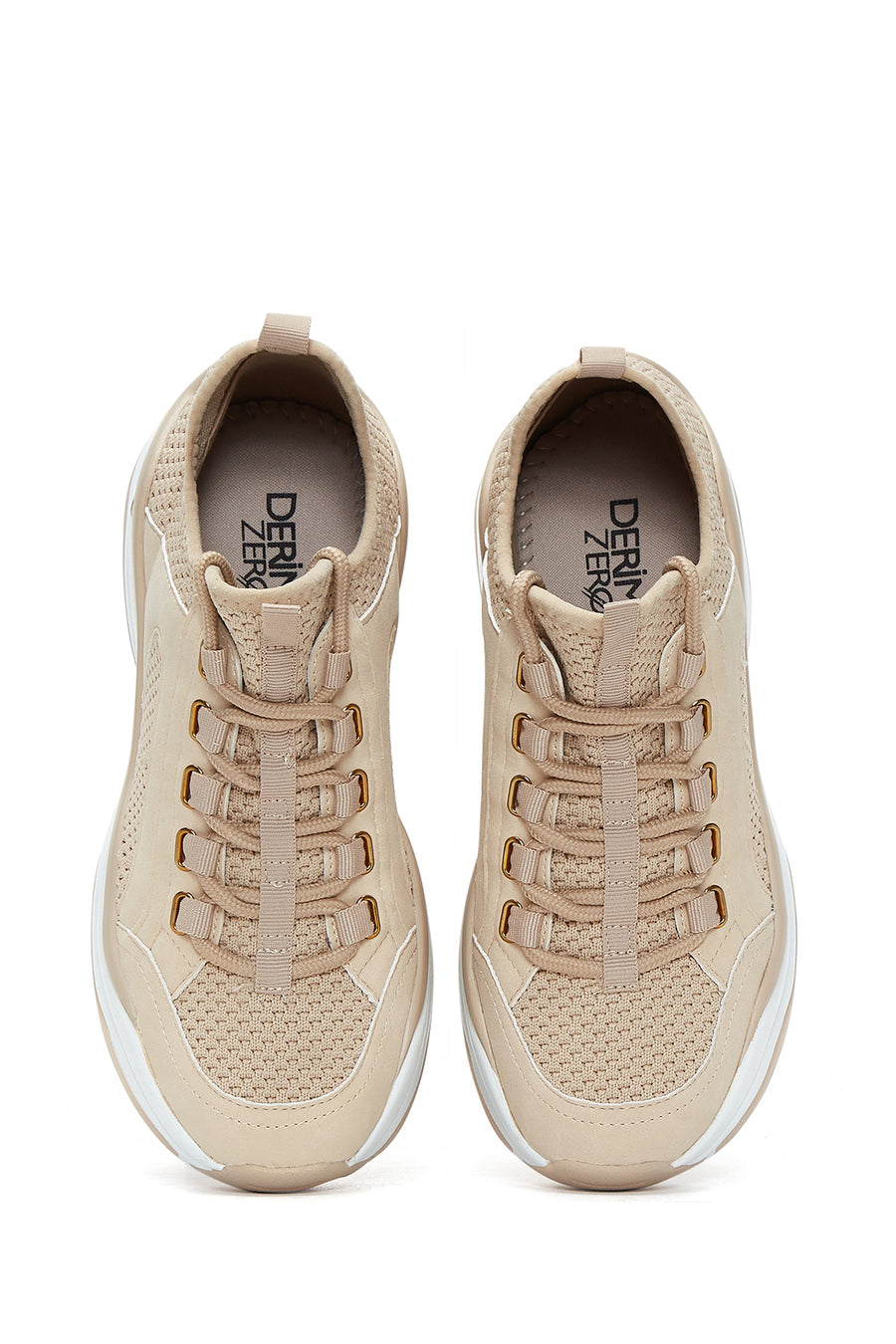 Kadın Bej Yüksek Tabanlı Sneaker