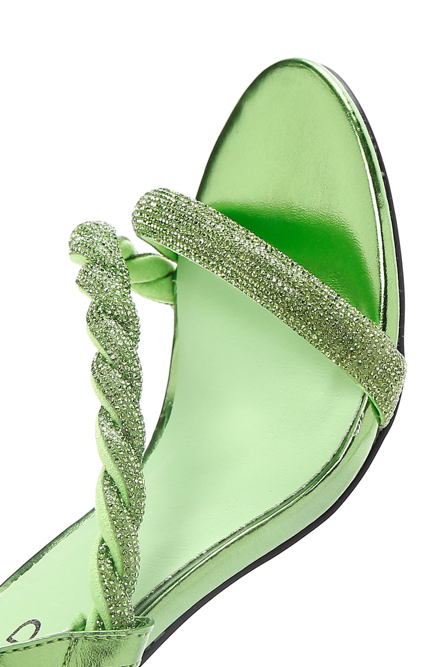 Women's Green Stone Thin Heel Sandals