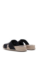 Women's Black Leather Comfort Slippers | Derimod