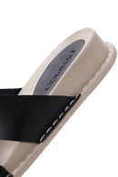 Women's Black Leather Comfort Slippers | Derimod