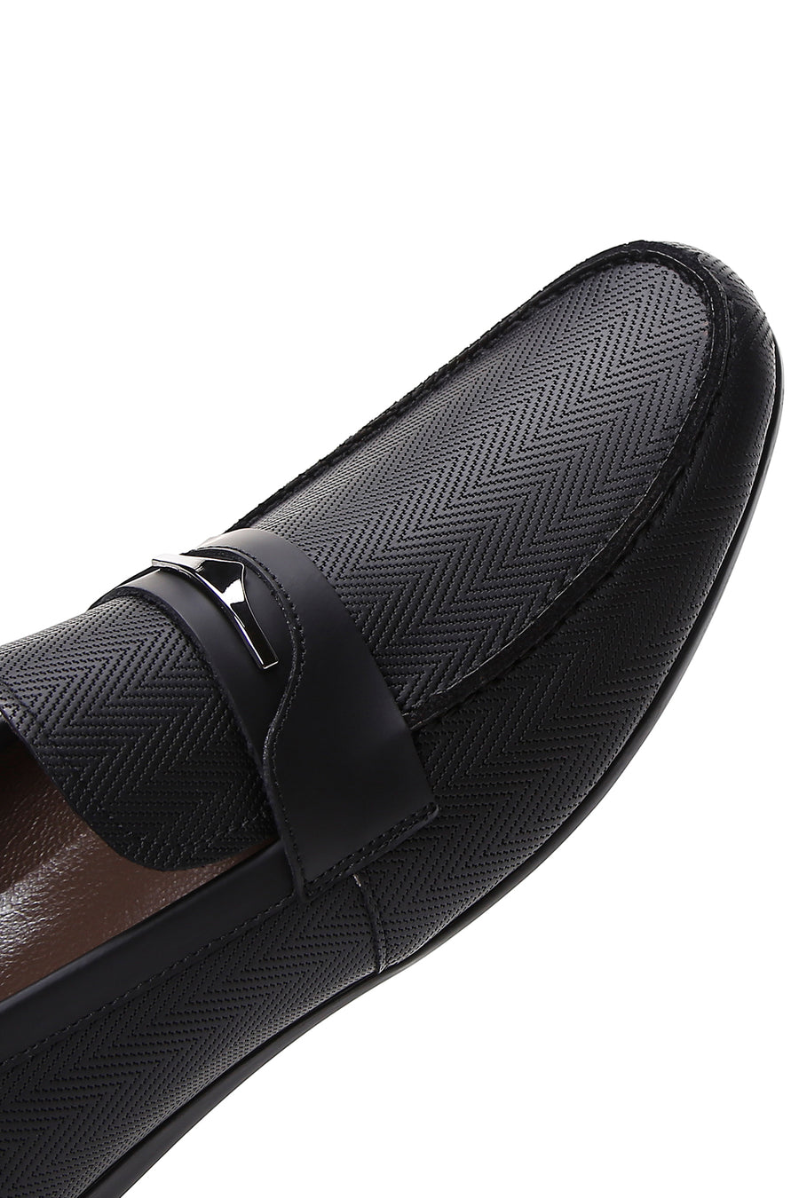 Men's Black Leather Printed Classic Loafer