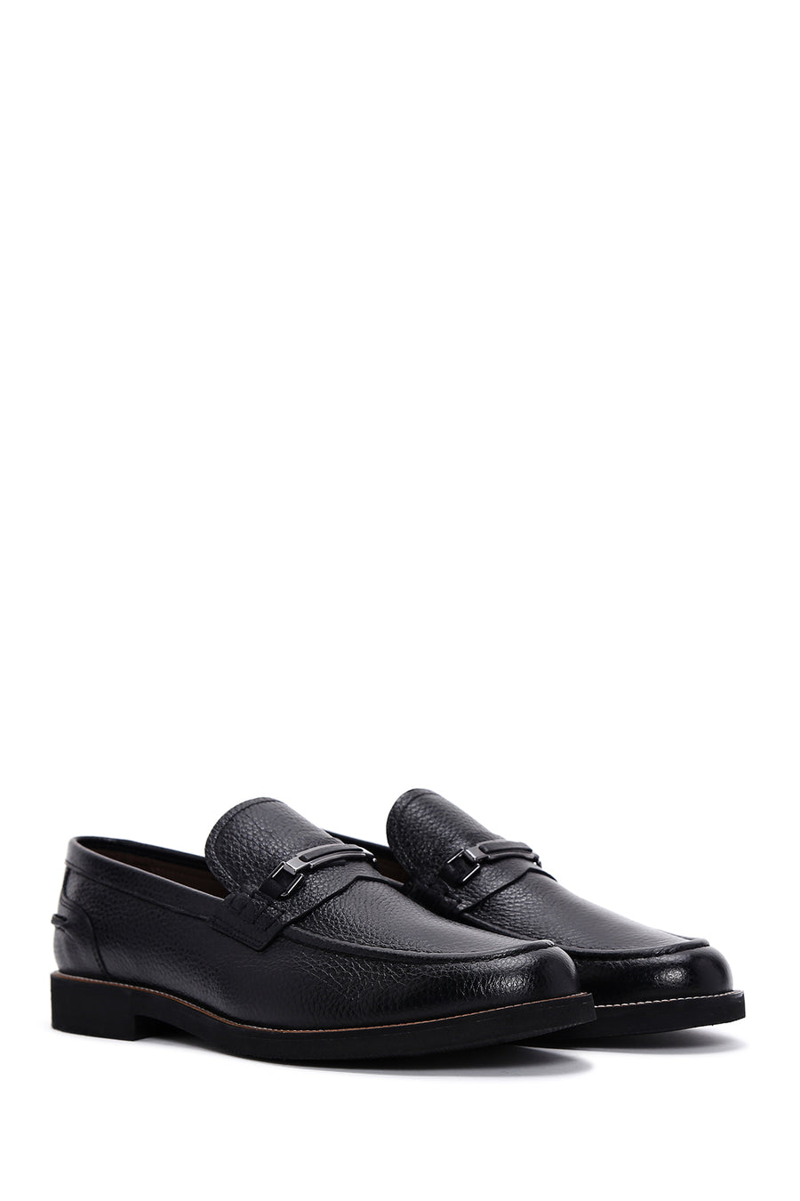 Men's Black Leather Buckle Classic Loafer