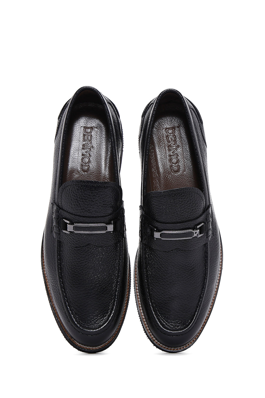 Men's Black Leather Buckle Classic Loafer