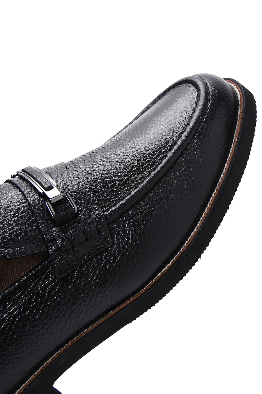 Men's Black Leather Buckle Classic Loafer
