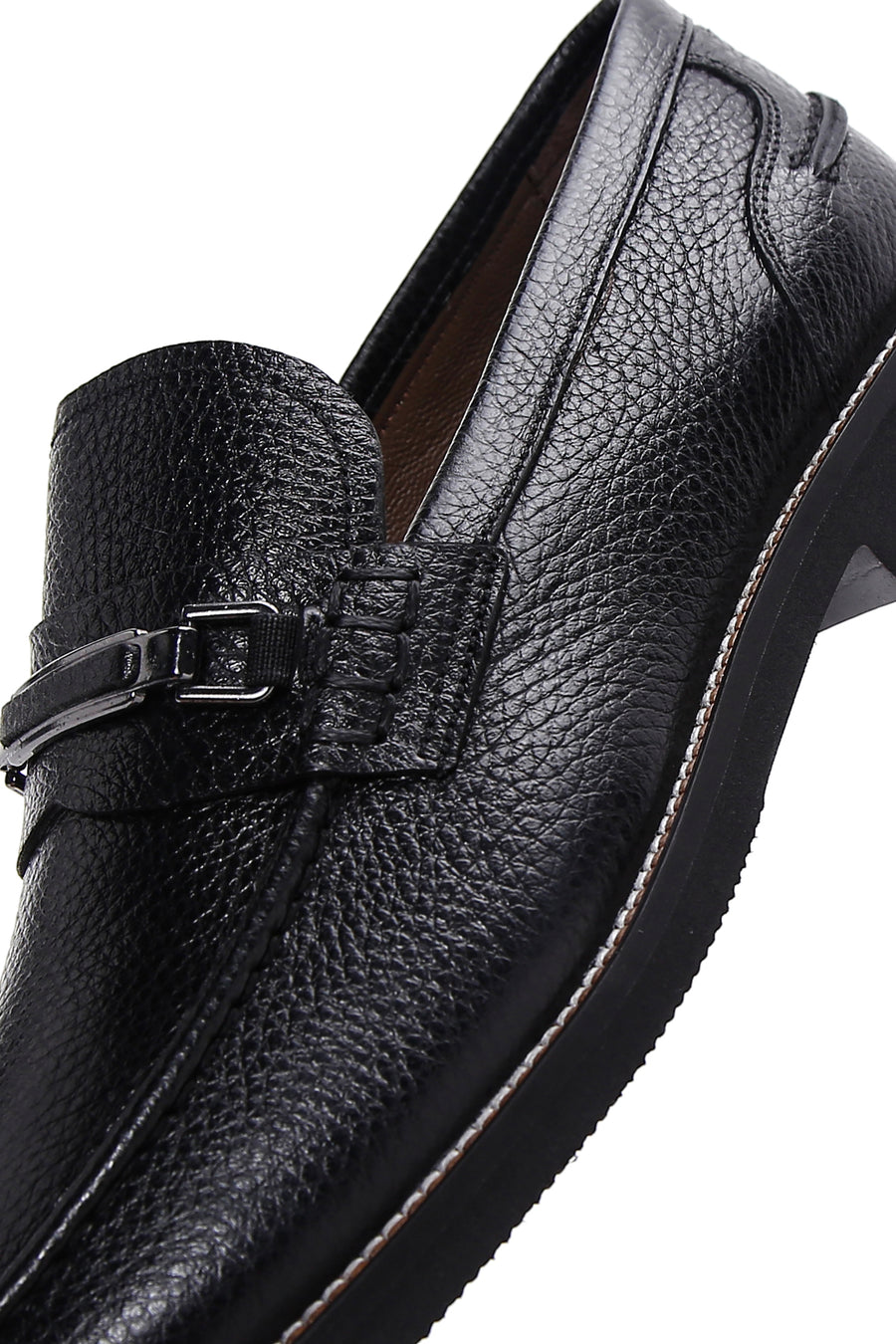 Men's Black Leather Buckle Classic Loafer