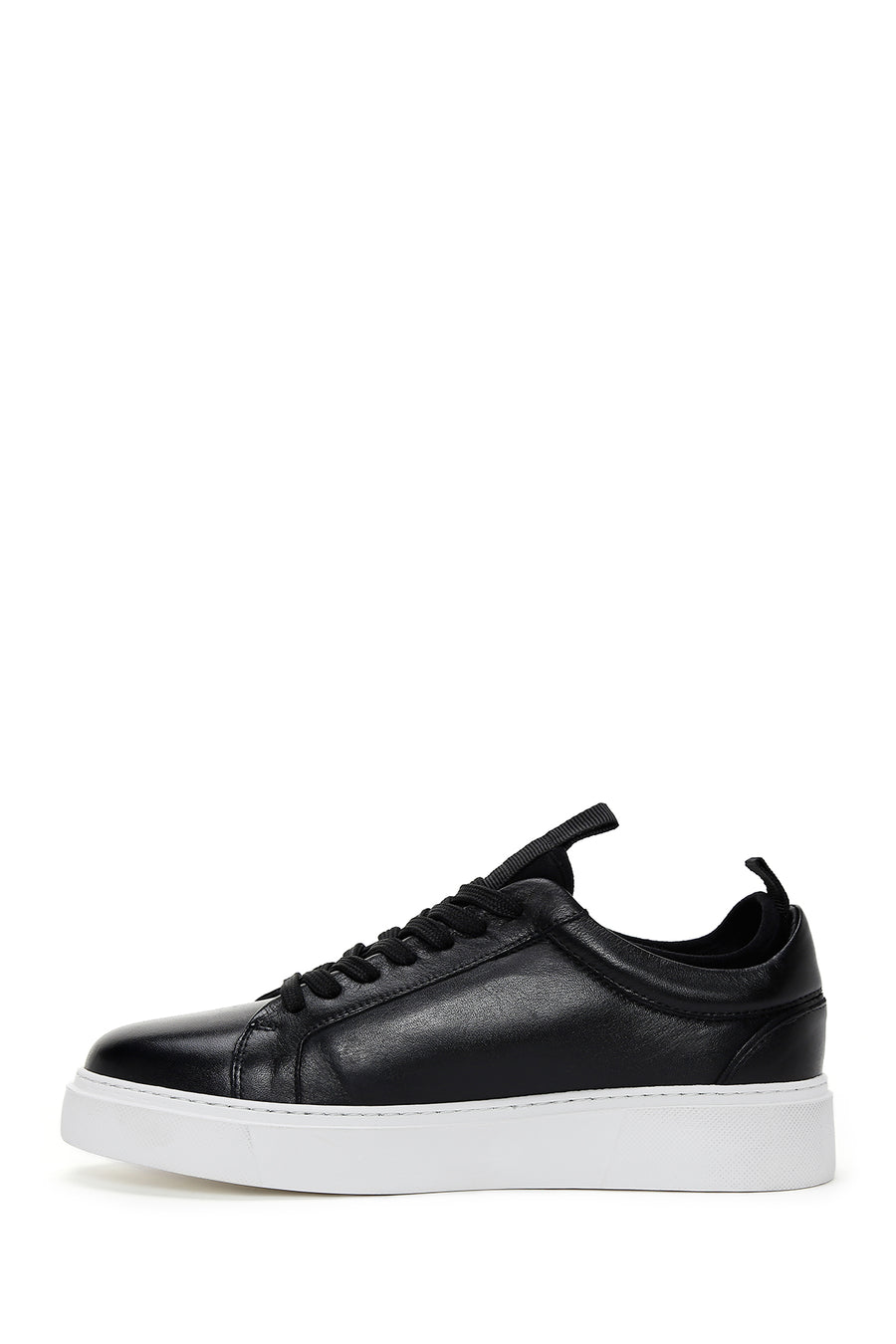 Men's Black Leather Thick Sole Sneaker with Socks