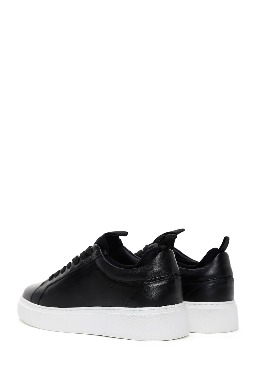 Men's Black Leather Thick Sole Sneaker with Socks