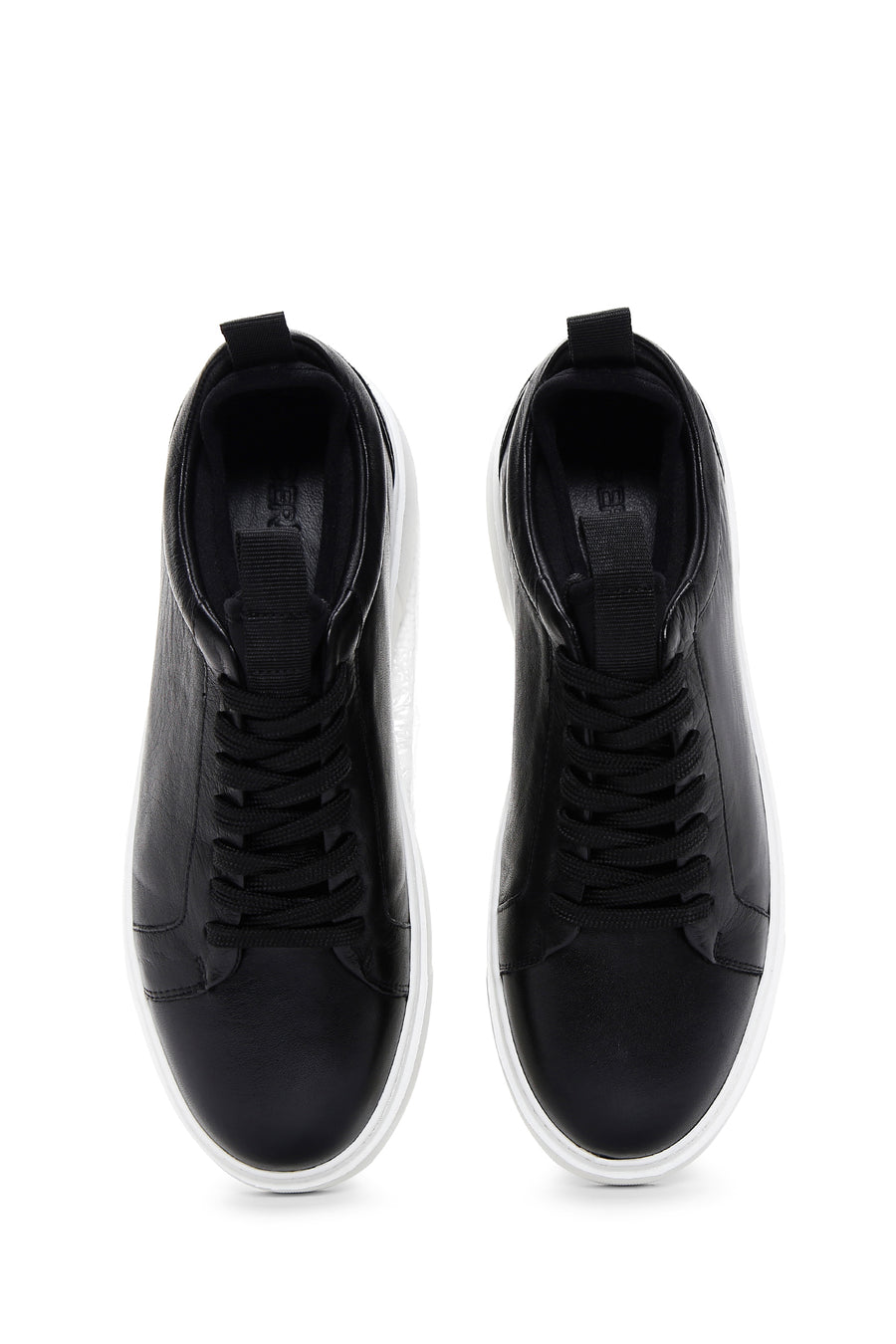 Men's Black Leather Thick Sole Sneaker with Socks