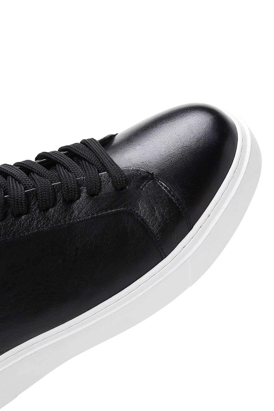 Men's Black Leather Thick Sole Sneaker with Socks
