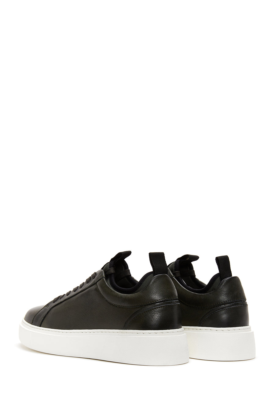 Erkek Haki Deri Çoraplı Kalın Tabanlı Sneaker