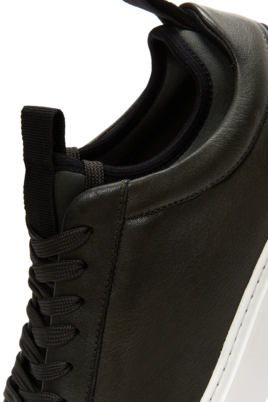 Erkek Haki Deri Çoraplı Kalın Tabanlı Sneaker