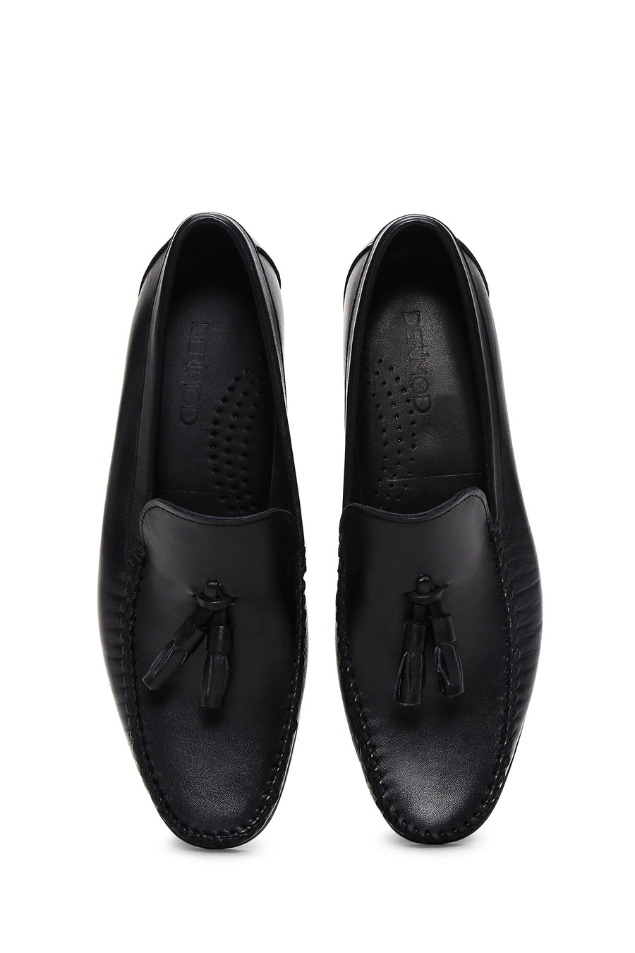 Erkek Siyah Deri Püsküllü Klasik Loafer