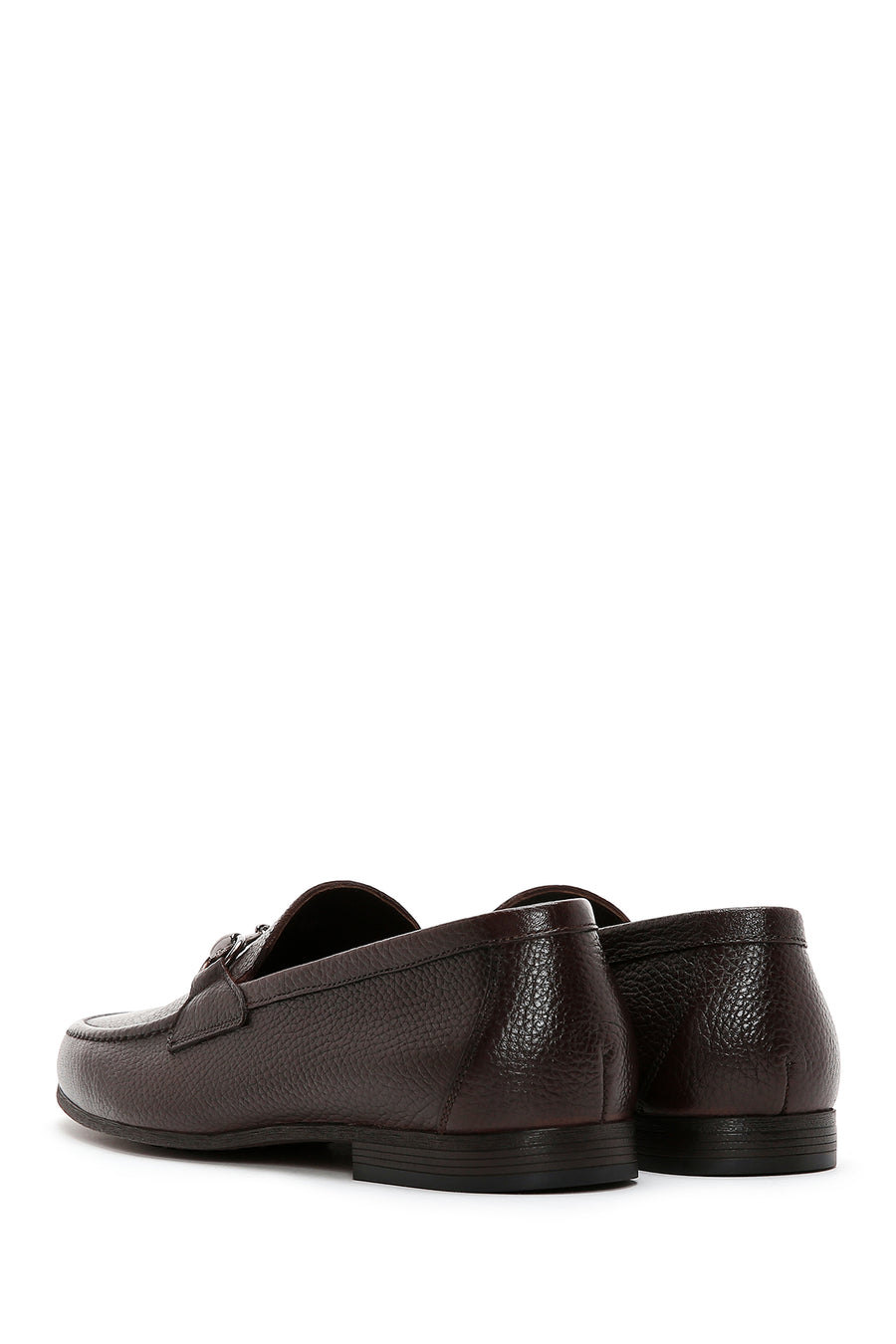 Erkek Kahverengi Deri Tokalı Klasik Loafer