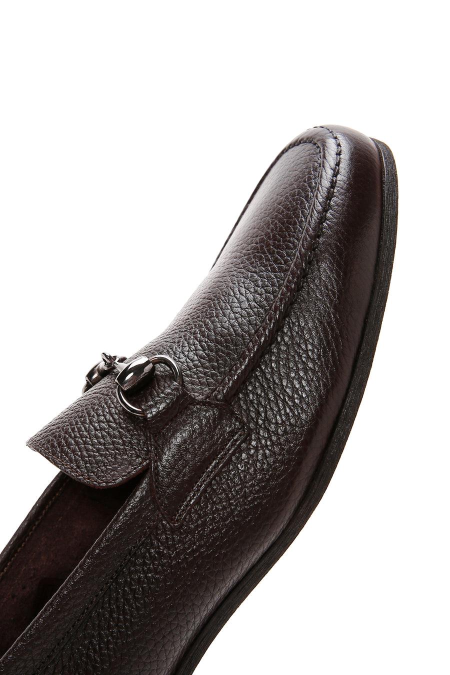 Erkek Kahverengi Deri Tokalı Klasik Loafer