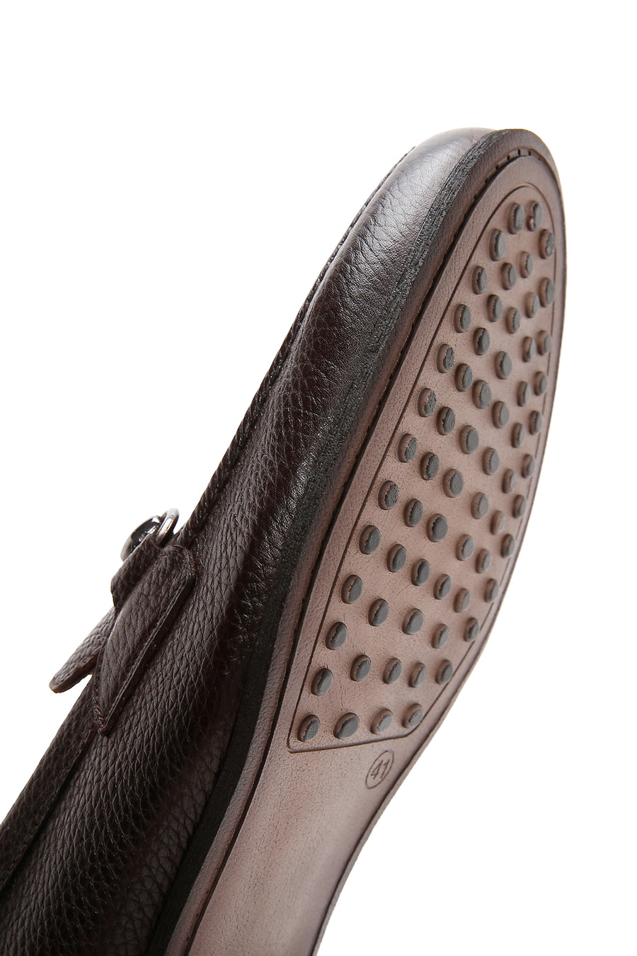 Erkek Kahverengi Deri Tokalı Klasik Loafer